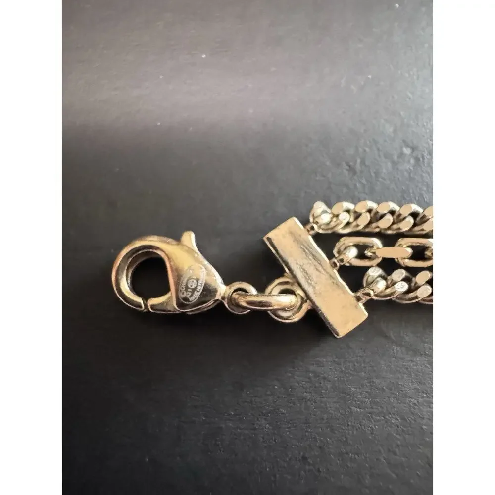 CHANEL 04A CC Logo Multi-Chain Choker Necklace Gold-Tone Strass “CHA NEL” w/ Box